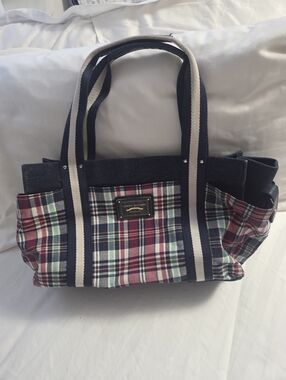 Tommy Hilfiger Red, Navy & White Plaid Tote